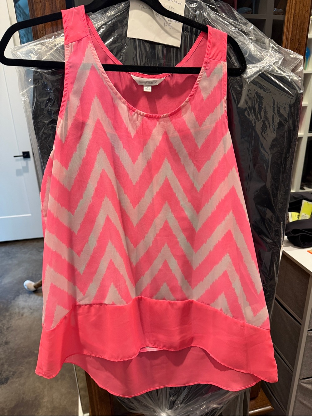 Women's Pink Chevron Sleeveless Blouse tank top